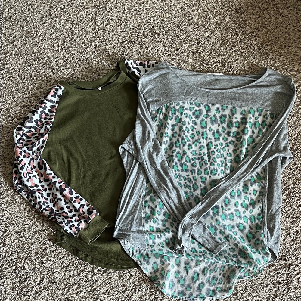 Leopard Print Long Sleeve Tops Set
